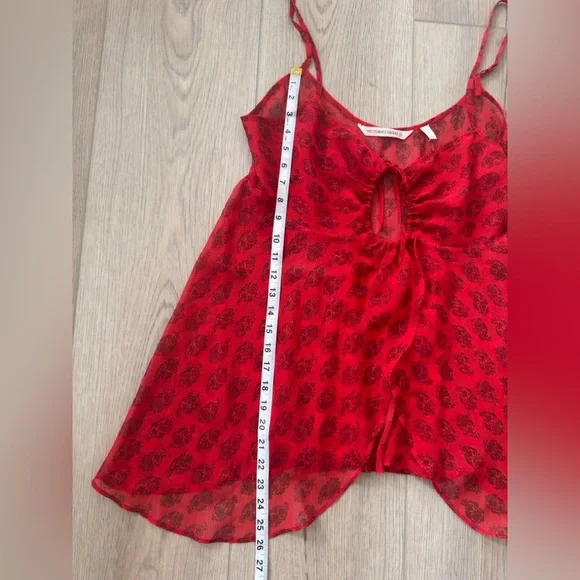 Vintage Victoria's Secret Red Floral Sheer Top 💋♥️ - Picture 2 of 6